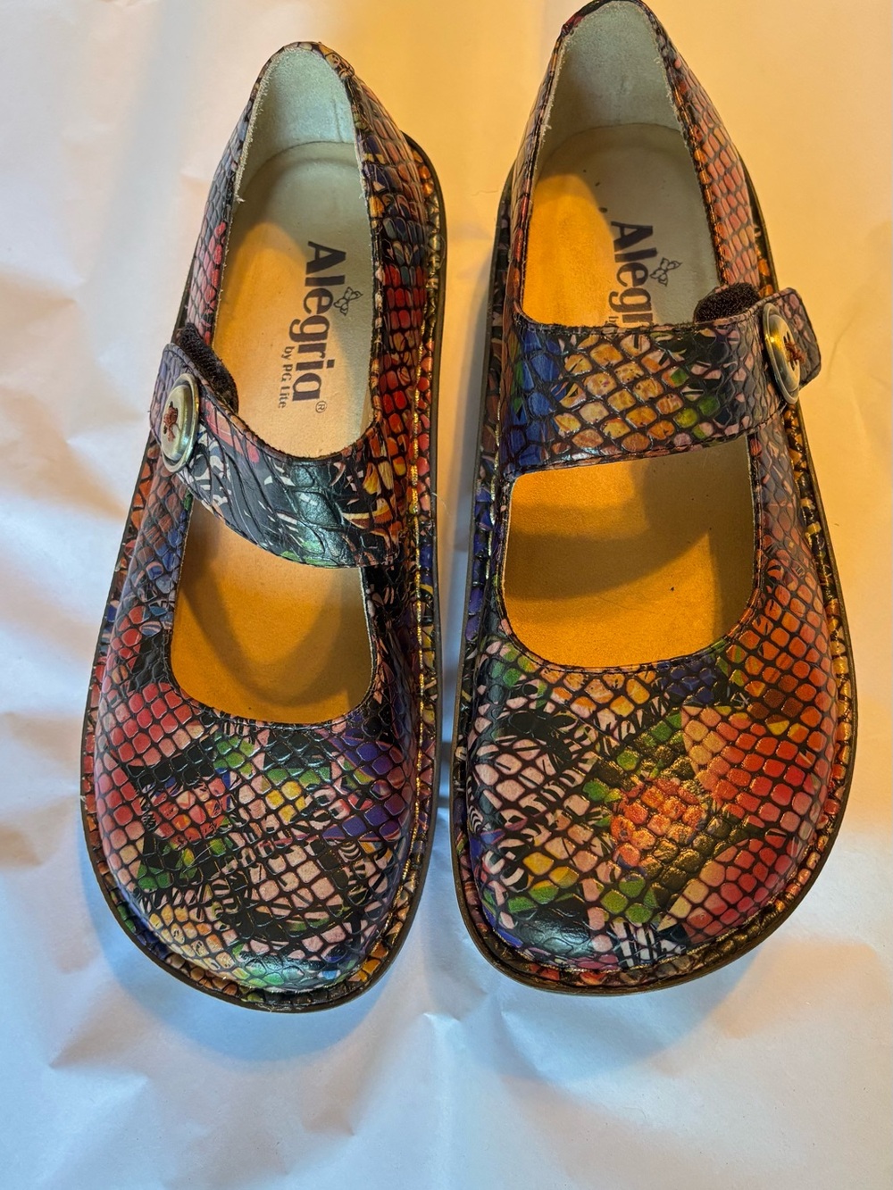 Alegria Women’s Multicolor Snake-Print Mary Jane Shoes with Buckle